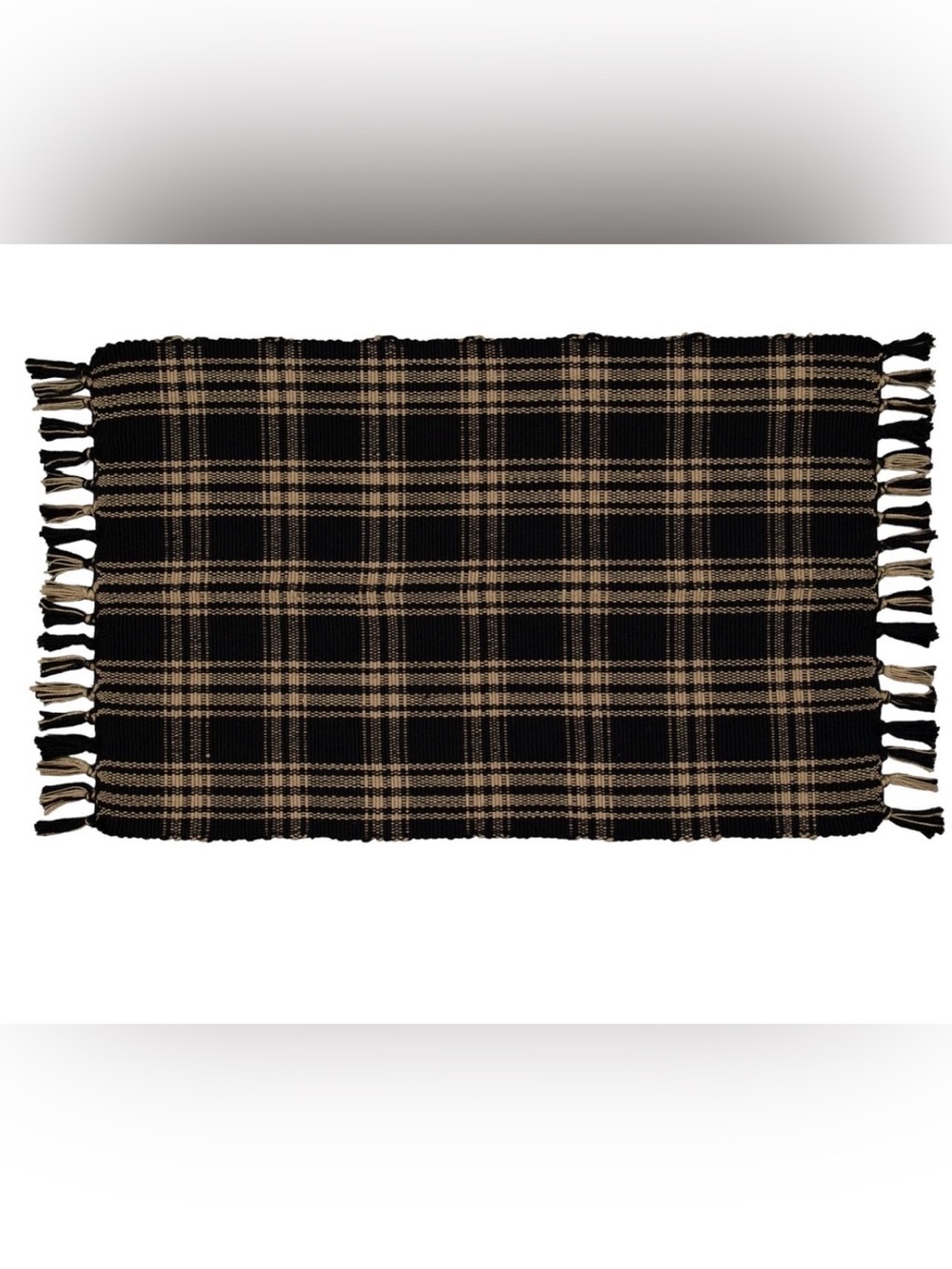 My Texas House Black Plaid Indoor/Outdoor Layering Rug, 24"× 38"